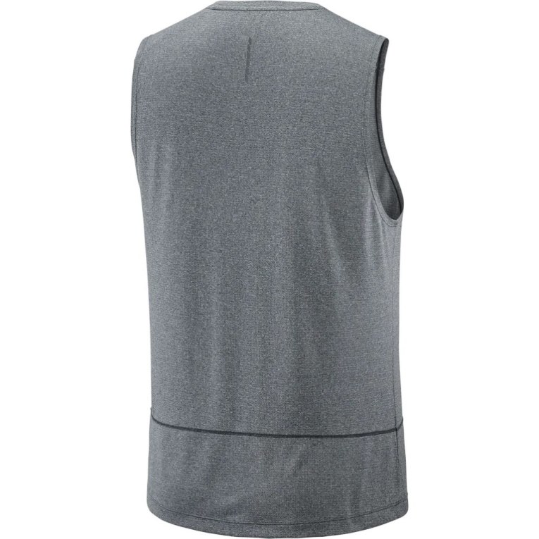 Dark Grey Salomon Cross Run Graphic Men's Tanks | PH 48053C